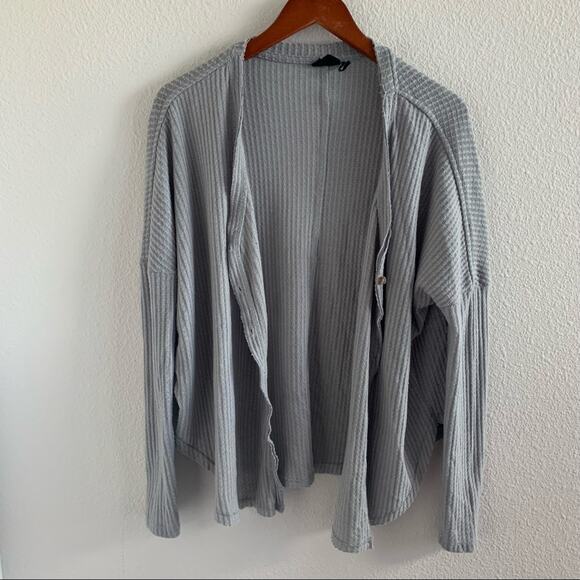Urban Out From Under Waffle Knit Gray Cardigan Sweater Small - Picture 1 of 7